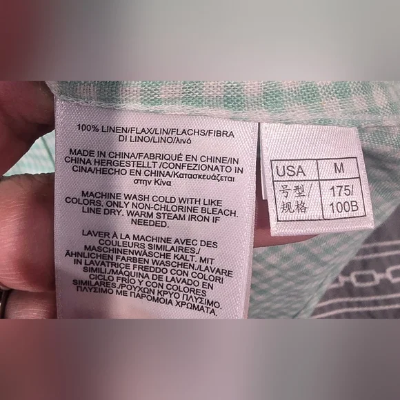 Brooks Brothers Irish Linen Green And White Gingham Regent Polo Size Medium - Picture 7 of 9